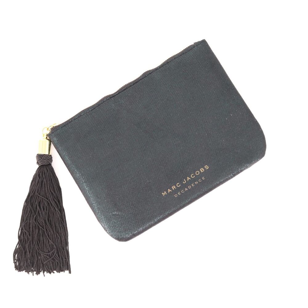 Marc Jacobs Makeup Case Shimmer Deep Forest Green Black Tassel Iridescent Zip